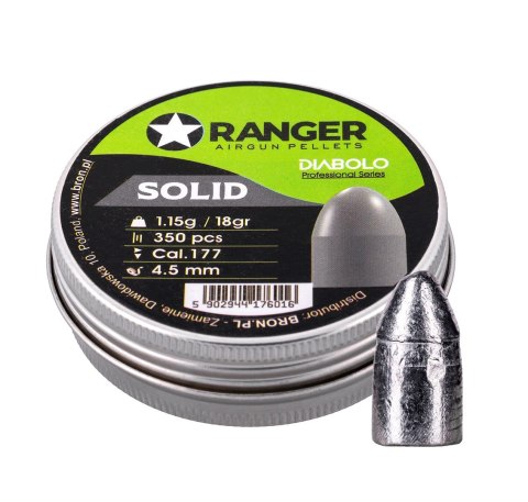 RANGER Śrut 4,5 mm RANGER Diabolo Professional Solid półokrągły 350 szt. 1,15 g RANGER Śrut 4,5 mm RANGER Diabolo Professional Solid półokrągły 350 szt. 1,15 g
