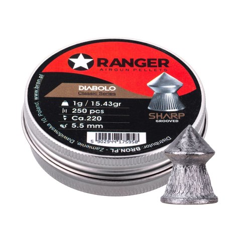 RANGER Śrut 5,5 mm RANGER Diabolo Classic Sharp Grooved szpic molet. 250 szt. 1,00 g RANGER Śrut 5,5 mm RANGER Diabolo Classic Sharp Grooved szpic molet. 250 szt. 1,00 g