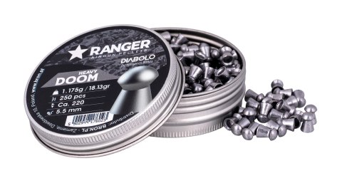 RANGER Śrut 5,5 mm RANGER Diabolo Doom Heavy płaski 250 szt. 1,175 g RANGER Śrut 5,5 mm RANGER Diabolo Doom Heavy płaski 250 szt. 1,175 g