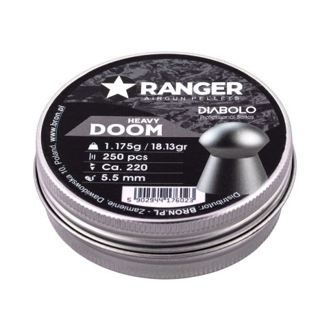 RANGER Śrut 5,5 mm RANGER Diabolo Doom Heavy płaski 250 szt. 1,175 g RANGER Śrut 5,5 mm RANGER Diabolo Doom Heavy płaski 250 szt. 1,175 g