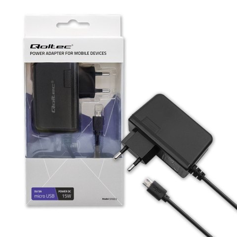 Qoltec QOLTEC ŁADOWARKA SIECIOWA 15W | 5V | 3A | MICROUSB Qoltec QOLTEC ŁADOWARKA SIECIOWA 15W | 5V | 3A | MICROUSB