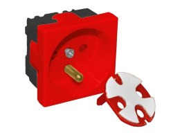 A-LAN Alantec Gniazdo elektryczne 45x45 z kluczem, czerwone - 2P+Z (PZ01)