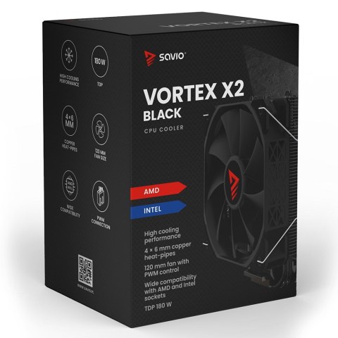 SAVIO SAVIO CHŁODZENIE CPU VORTEX X2 BLACK SAVIO SAVIO CHŁODZENIE CPU VORTEX X2 BLACK