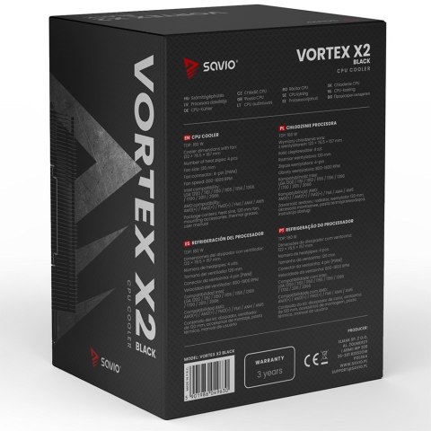 SAVIO SAVIO CHŁODZENIE CPU VORTEX X2 BLACK SAVIO SAVIO CHŁODZENIE CPU VORTEX X2 BLACK
