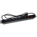 A-LAN Alantec Listwa zasilająca 19" 230V - 7 gniazd (typu E - CEE 7/5), z wyłącznikiem LED, z zabezpieczeniem przeciwprzeciążeniowym, 