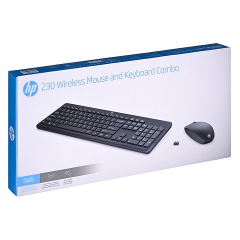 Hewlett-Packard Zestaw klawiatura + mysz HP 230 Wireless Mouse and Keyboard Combo bezprzewodowe czarne 18H24AA