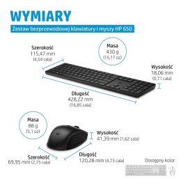 Hewlett-Packard Zestaw klawiatura + mysz HP 650 Wireless Keyboard and Mouse Combo bezprzewodowe czarne 4R013AA