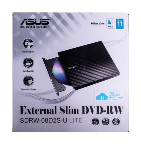 ASUS DVD-REC ASUS SDRW-08D2S-U LITE USB SLIM CZARNY BOX ASUS DVD-REC ASUS SDRW-08D2S-U LITE USB SLIM CZARNY BOX