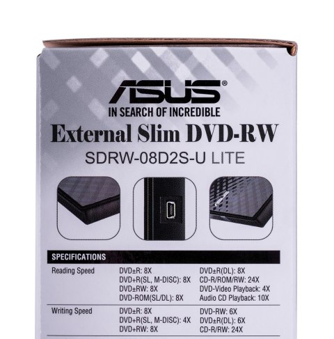 ASUS DVD-REC ASUS SDRW-08D2S-U LITE USB SLIM CZARNY BOX ASUS DVD-REC ASUS SDRW-08D2S-U LITE USB SLIM CZARNY BOX