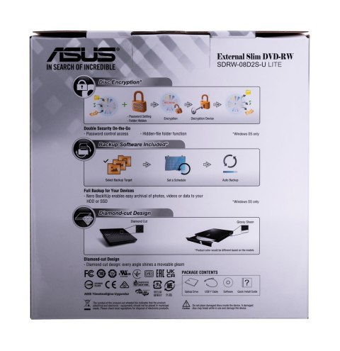 ASUS DVD-REC ASUS SDRW-08D2S-U LITE USB SLIM CZARNY BOX ASUS DVD-REC ASUS SDRW-08D2S-U LITE USB SLIM CZARNY BOX