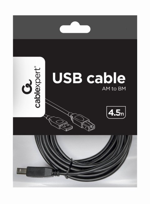 GEMBIRD Kabel GEMBIRD CCP-USB2-AMBM-15 (USB 2.0 typu A M - USB 2.0 typu B M; 4,5m; kolor czarny) GEMBIRD Kabel GEMBIRD CCP-USB2-AMBM-15 (USB 2.0 typu A M - USB 2.0 typu B M; 4,5m; kolor czarny)