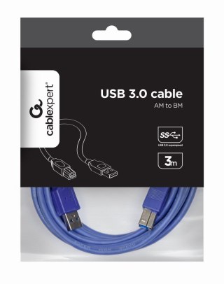 GEMBIRD Kabel GEMBIRD CCP-USB3-AMBM-10 (USB 3.0 M - USB 3.0 Typu B M; 3m; kolor niebieski)