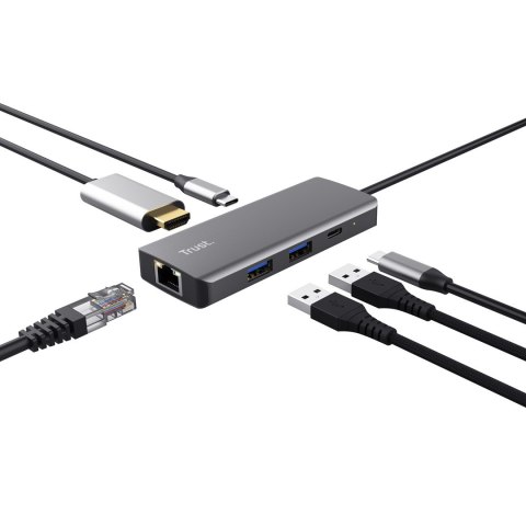 Trust Multi-Port Adapter Trust DALYX 6-IN-1 USB-C Silver Trust Multi-Port Adapter Trust DALYX 6-IN-1 USB-C Silver