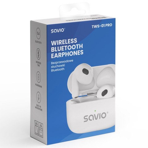 SAVIO SAVIO SŁUCHAWKI BEZPRZEWODOWE BLUETOOTH TWS-01 PRO SAVIO SAVIO SŁUCHAWKI BEZPRZEWODOWE BLUETOOTH TWS-01 PRO