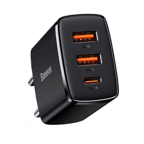 Baseus BASEUS ŁADOWARKA SIECIOWA 2XUSB, USB-C (CZARNA) Baseus BASEUS ŁADOWARKA SIECIOWA 2XUSB, USB-C (CZARNA)