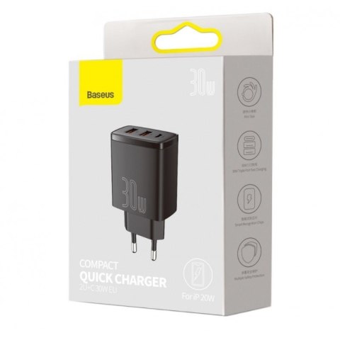 Baseus BASEUS ŁADOWARKA SIECIOWA 2XUSB, USB-C (CZARNA) Baseus BASEUS ŁADOWARKA SIECIOWA 2XUSB, USB-C (CZARNA)
