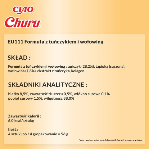 INABA INABA CHURU kurczak/wołowina przysmak kot 4x14g INABA INABA CHURU kurczak/wołowina przysmak kot 4x14g