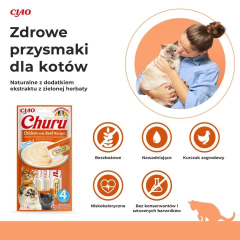 INABA INABA CHURU kurczak/wołowina przysmak kot 4x14g INABA INABA CHURU kurczak/wołowina przysmak kot 4x14g
