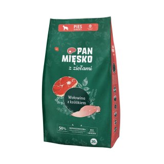 PAN MIĘSKO PAN MIĘSKO Wołowina z królikiem (dorosły) chrupki M - Karma sucha dla psa - 20kg