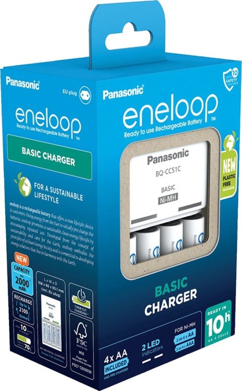 Panasonic ŁADOWARKA PANASONIC BASIC + 4x AA ENELOOP 2000 mAh Panasonic ŁADOWARKA PANASONIC BASIC + 4x AA ENELOOP 2000 mAh