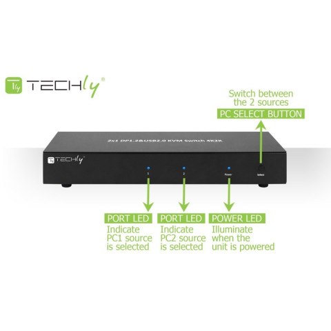 TECHly TECHLY PRZEŁĄCZNIK KVM DISPLAYPORT/USB 2X1 DUAL HE TECHly TECHLY PRZEŁĄCZNIK KVM DISPLAYPORT/USB 2X1 DUAL HE