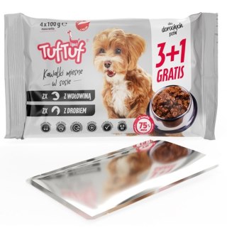 TufTuf Tuf Tuf saszetki dla psa 4x100g - 2x drób, 2x wołowina 4 x 100g