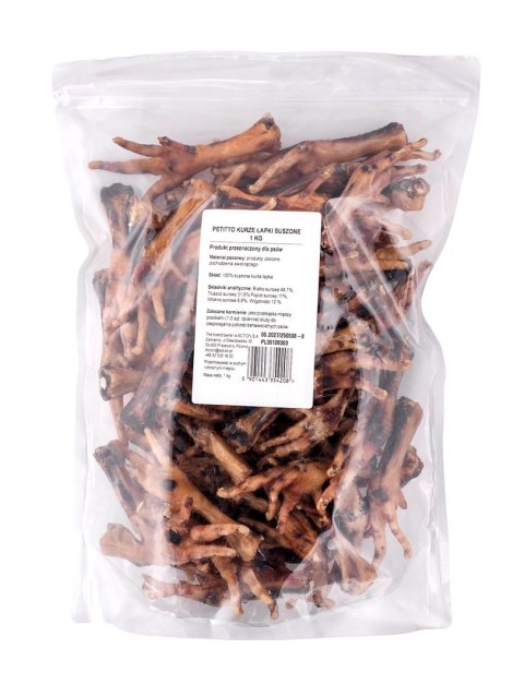 PETITTO PETITTO Kurze łapki suszone przysmak dla psa 1kg PETITTO PETITTO Kurze łapki suszone przysmak dla psa 1kg