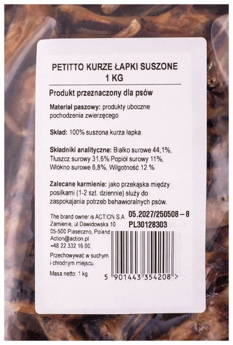PETITTO PETITTO Kurze łapki suszone przysmak dla psa 1kg PETITTO PETITTO Kurze łapki suszone przysmak dla psa 1kg