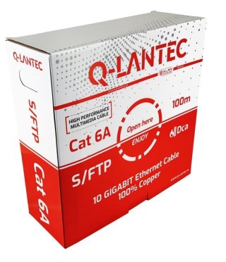 Q-LANTEC Q-LANTEC Kabel S/FTP kat.6A, sieciowy, skrętka, LSOH, Dca 4x2x23 AWG, 10Gb/s, szary, 100m (KIS6ALSOH100DQ)