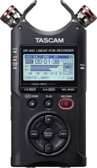 TASCAM Tascam DR-40X - Przenośny rejestrator cyfrowy z interfejsem USB, zapisujący 2 x stereo, 2 GB karta SD