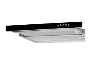 AKPO Okap podszafkowy teleskopowy AKPO WK-7 LIGHT GLASS 50 INOX CZARNY (500mm; kolor inox, front czarne szkło)