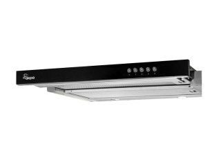 AKPO Okap podszafkowy teleskopowy AKPO WK-7 LIGHT GLASS 50 INOX CZARNY (500mm; kolor inox, front czarne szkło)