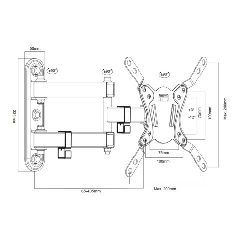 Maclean MACLEAN UCHWYT DO TELEWIZORA LUB MONITORA, MAX. VESA 200X200, 23-43", 30KG, CZARNY MC-418 Maclean MACLEAN UCHWYT DO TELEWIZORA LUB MONITORA, MAX. VESA 200X200, 23-43", 30KG, CZARNY MC-418