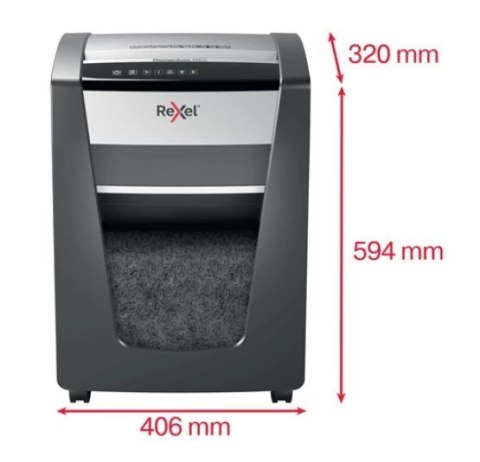 REXEL Rexel Niszczarka Momentum M515, P-5, 30L, 15 kartek, tnie na ścinki 2 x 15 mm, czarna REXEL Rexel Niszczarka Momentum M515, P-5, 30L, 15 kartek, tnie na ścinki 2 x 15 mm, czarna