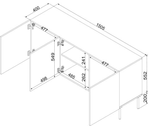 Cama MEBLE Komoda ISLA 150,5x40x75 kaszmir mat