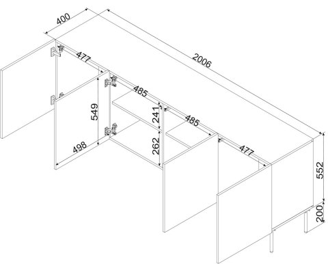 Cama MEBLE Komoda ISLA 200x40x75 czarny mat Cama MEBLE Komoda ISLA 200x40x75 czarny mat