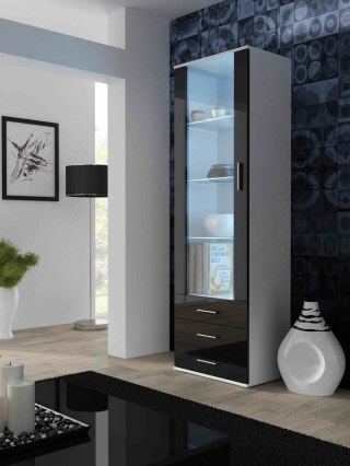 Cama MEBLE Witryna SOHO S1 biały/ czarny połysk