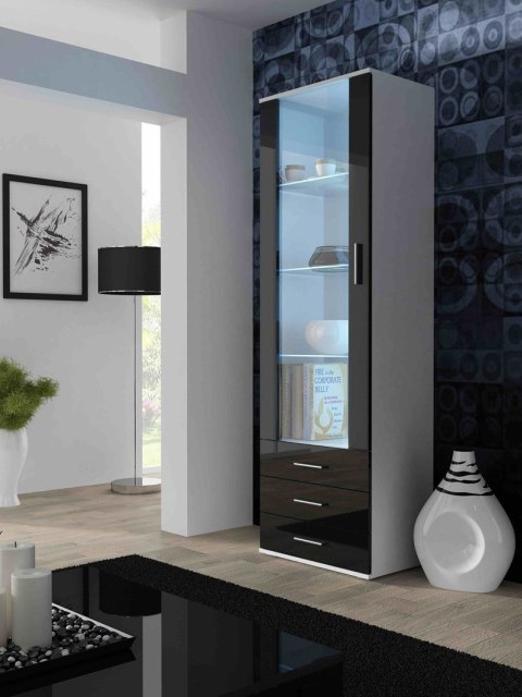 Cama MEBLE Witryna SOHO S1 biały/ czarny połysk Cama MEBLE Witryna SOHO S1 biały/ czarny połysk