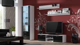 Cama MEBLE Witryna SOHO S1 biały/ czarny połysk