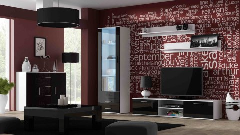 Cama MEBLE Witryna SOHO S1 biały/ czarny połysk Cama MEBLE Witryna SOHO S1 biały/ czarny połysk