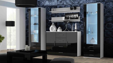 Cama MEBLE Witryna SOHO S1 biały/ czarny połysk Cama MEBLE Witryna SOHO S1 biały/ czarny połysk