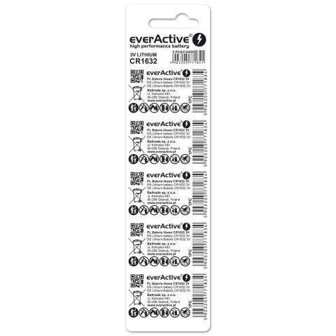 EverActive EVERACTIVE BATERIA LITOWA CR1632 BLISTER 5 SZT. CR16325BL EverActive EVERACTIVE BATERIA LITOWA CR1632 BLISTER 5 SZT. CR16325BL