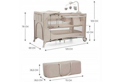 KinderKraft KinderKraft Łóżeczko turystyczne JOY 2 BEIGE KinderKraft KinderKraft Łóżeczko turystyczne JOY 2 BEIGE