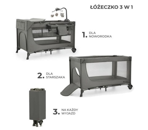 KinderKraft KinderKraft Łóżeczko turystyczne JOY 2 DARK GREY KinderKraft KinderKraft Łóżeczko turystyczne JOY 2 DARK GREY