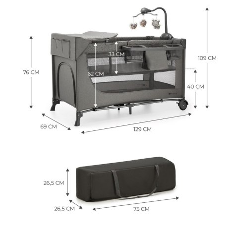 KinderKraft KinderKraft Łóżeczko turystyczne JOY 2 DARK GREY KinderKraft KinderKraft Łóżeczko turystyczne JOY 2 DARK GREY