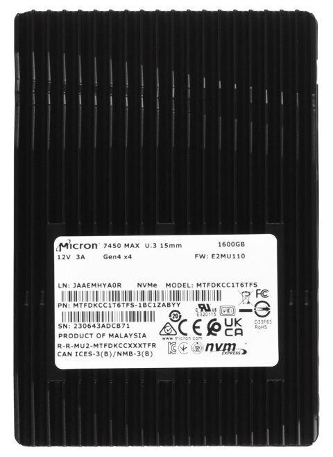 Micron Dysk SSD Micron 7450 MAX 1.6TB U.3 (15mm) NVMe Gen4 MTFDKCC1T6TFS-1BC1ZABYYR (DWPD 3) Micron Dysk SSD Micron 7450 MAX 1.6TB U.3 (15mm) NVMe Gen4 MTFDKCC1T6TFS-1BC1ZABYYR (DWPD 3)