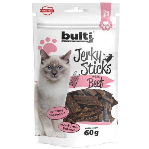 Bult BULTI Jerky Sticks bogate w wołowinę przysmak dla kota 60g Bult BULTI Jerky Sticks bogate w wołowinę przysmak dla kota 60g