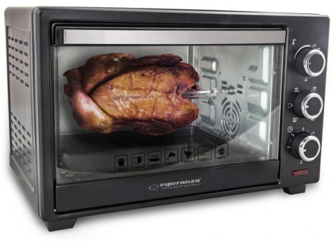 Esperanza Mini piekarnik z konwekcją i rożnem Esperanza NAPOLI EKO006 (Pokrętło; 1600W; kolor czarny) (WYPRZEDAŻ) Esperanza Mini piekarnik z konwekcją i rożnem Esperanza NAPOLI EKO006 (Pokrętło; 1600W; kolor czarny) (WYPRZEDAŻ)