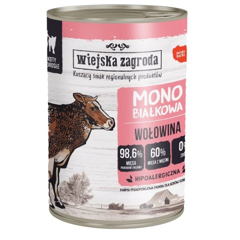 Wiejska zagroda Wiejska Zagroda Monobiałkowa dla kota Wołowina 400g Wiejska zagroda Wiejska Zagroda Monobiałkowa dla kota Wołowina 400g