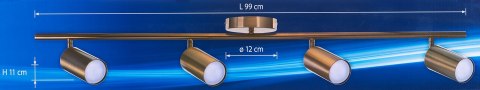 Activejet Listwa reflektorowa poczwórna złota sufitowa ścienna Activejet SPECTRA kinkiet GU10 do salonu Activejet Listwa reflektorowa poczwórna złota sufitowa ścienna Activejet SPECTRA kinkiet GU10 do salonu